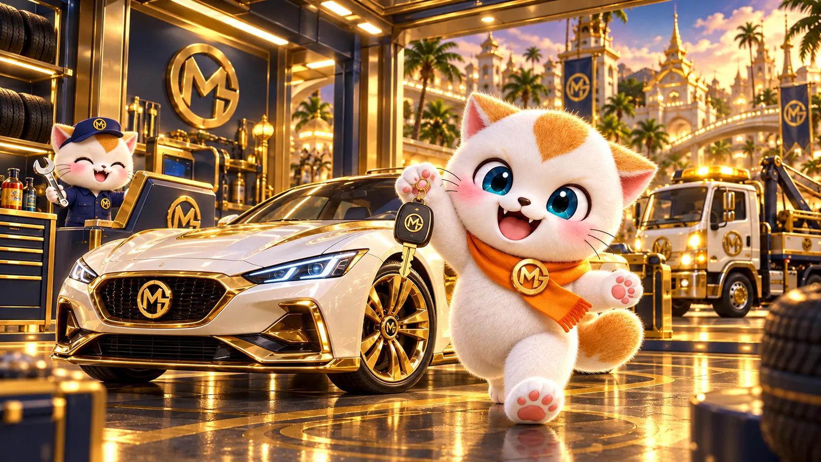 ภาพมาสคอตแมว OMG ประกอบเรื่อง โรงรถ — จัดการรถในจุดเดียว