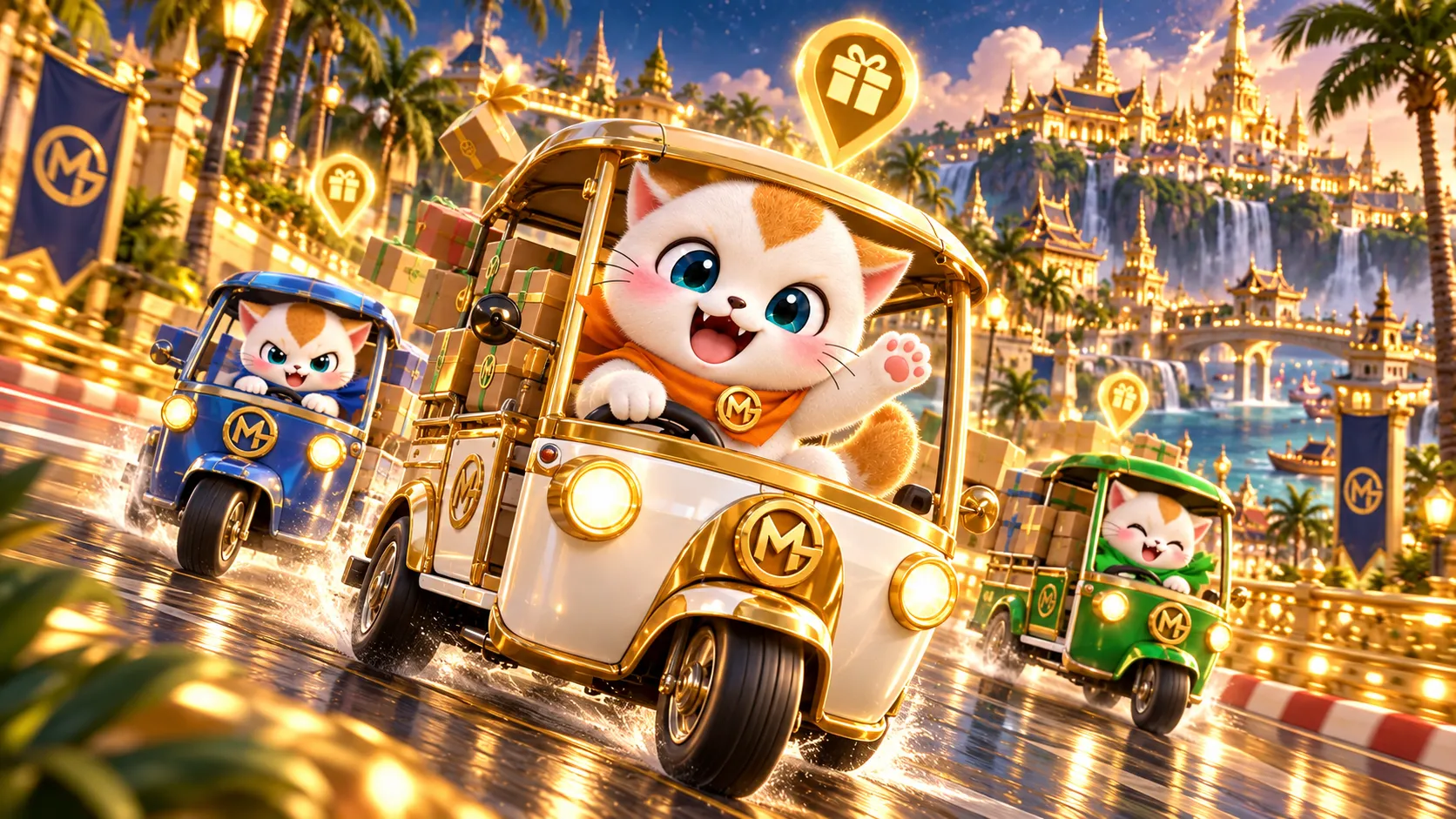 ภาพมาสคอตแมว OMG ประกอบเรื่อง Tuk Tuk — ส่งของเพื่อ Hub